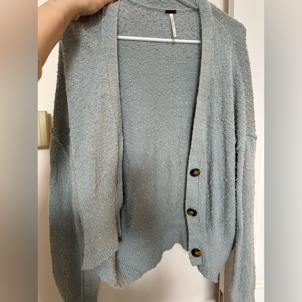 Free People Light Gray Cardigan Sweater